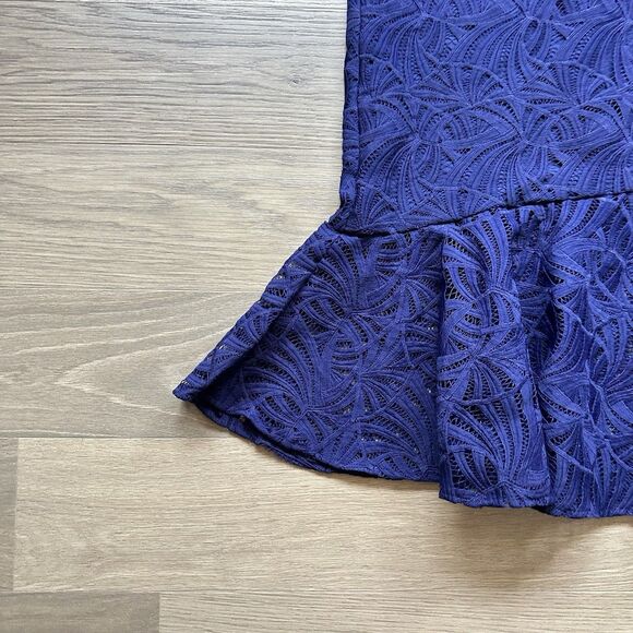 Kay Unger Dress Women 12 Portia Tea Length Midnight Blue Cocktail Asymmetrical - Picture 7 of 13